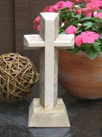 Standing Granite Cross- 2 Layerd Angled Outlined,  Meduim Taupe