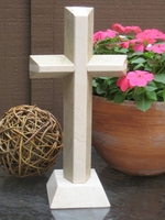 Standing Granite Cross- 2 Layered Angled - 2 Tone Tan 