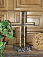 Standing Granite Cross for Tabletop - Brown  Outlined