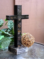 Standing Granite Cross for Tabletop - Crystals With Black