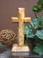 Standing Granite Cross for Tabletop - Gold, Mustard Angled Cut