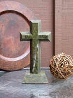 Standing  Granite Cross for Tabletop - Green  Angled Cut 