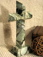 Standing Granite Cross for Tabletop - Green Rocks Angled  Cut