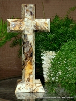 Standing Granite Cross for Tabletop -  Light Sucuri, Angled Cut 