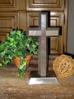 Standing Granite Cross for Tabletop or Bookcase - Angled - Gray