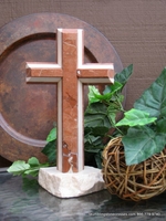 Standing Granite Cross for Tabletop - Terra Cotta, Ivory