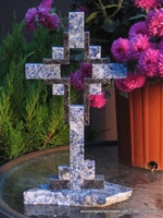 Standing Hollow Marble Cross for Tabletop -  Blue / Black 