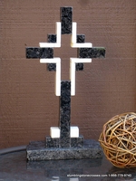 Standing Marble Cross for Tabletop  - Black and   White Hollow