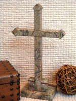 Standing Marble Cross for Tabletop - Rain Forest 2