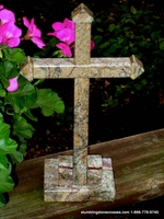 Standing Marble Cross for Tabletop - Rainforest