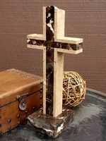 Standing Tabletop Cross- Granite and Travertine - Brown