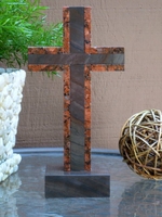 Standing Tabletop Cross- Granite- Outlined, Gray and Red Dragon
