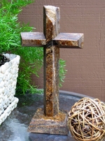 Standing Tabletop Granite Cross - Rustic Golden Noir