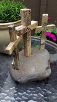 Standing Three Cross - Travertine on Mississippi River Stone 
