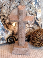 Standing Travertine Cross- Angled Cut 