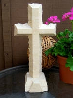 Standing Travertine Cross - Chipped Edges 