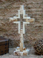 Standing Travertine Cross- Golden Travertine Hollow With Ivory