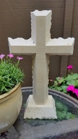 Standing Travertine Cross- Lacey, Ivory