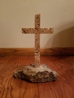 Standing Unfilled Travertine Cross on North Shore Stone