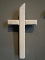 Terrazo Marble Wall Cross Beveled Edges- Small Ivory