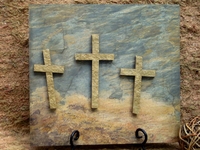 Three Crosses, Calvary Wall Plaque 