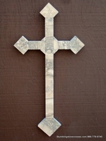 Travertine Wall Cross  Indoor / Outdoor -  Ivory,  Gray,  Medium Size