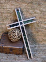 Wall Cross- Dark Brown Granite And Travertine- Dimensional Outlined