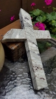 Wall Cross- Gray, White With Garnet- Broken  Top
