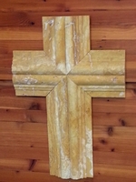 Wall Cross- Travertine Profile Cross - Mustard 