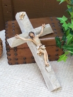 Wall Crucifix - Rough Cross with Flesh Tone Corpus