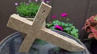 Walnut Travertine Leaning Cross 