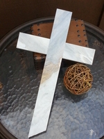 White and Gray Marble Wall Cross With Golden Areas II