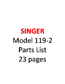SINGER Model 119-2 Parts List