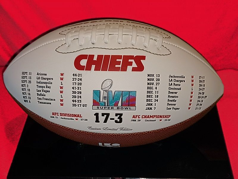 KANSAS CITY CHIEFS SOUVENIR FOOTBALLS SUPER BOWL LVII CHAMPIONSHIP