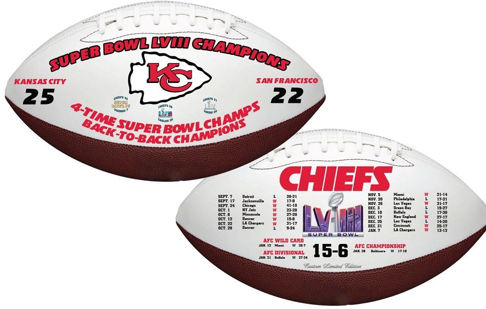 KANSAS CITY CHIEFS SOUVENIR FOOTBALLS SUPER BOWL LVIII CHAMPIONSHIP