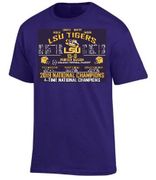 LSU TIGERS<BR>4-TIME NATIONAL CHAMPIONS<BR>NCAA LICENSED S-XL TEE SHIRTS
