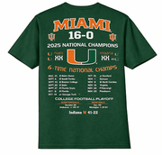 MIAMI HURRICANES<BR>2025 NATIONAL CHAMPIONS<BR>CRIMSON CUSTOM TEE SHIRT S-XL