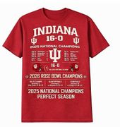 INDIANA HOOSIERS<BR>2025 NATIONAL CHAMPIONS<BR>CUSTOM TEE SHIRT 2XL INDIANA HOOSIERS<BR>2025 NATIONAL CHAMPIONS<BR>CUSTOM TEE SHIRT 2XL