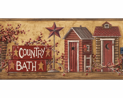 877384 Country Bath (Outhouse) Wallpaper Border HK4650bd