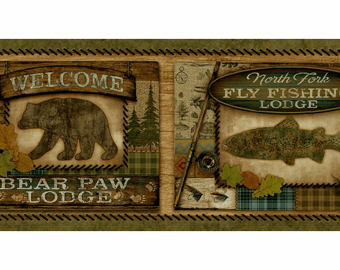 878839 Lodge Signs Green Wallpaper Border TTL01561b