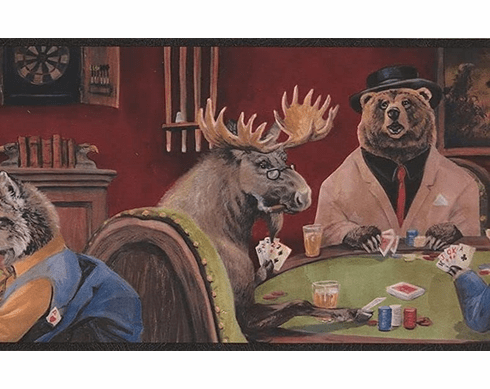 878914 Animals Playing Poker Wallpaper Border FP00371b LL50163b
