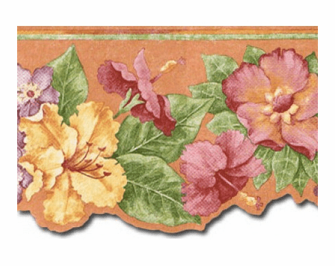 879063 Scalloped Tropical Floral Wallpaper Border PB58018db