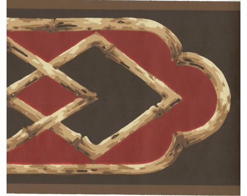879708 Bamboo Lattice Brown Red Wallpaper Border 43b62898