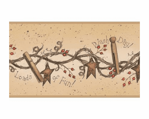 897381 Wash Day Clothes Pin Wallpaper Border YC3315bd