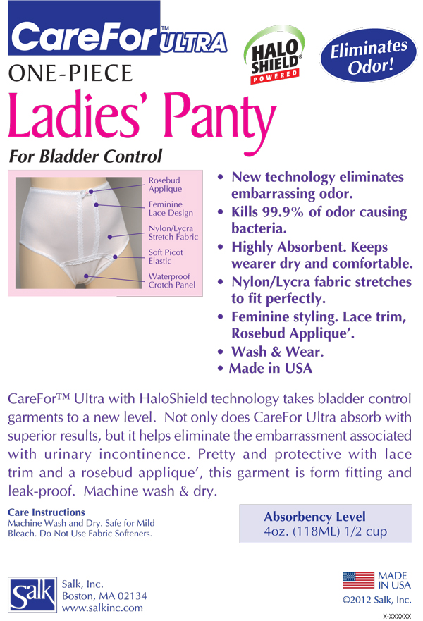 CareFor Ultra Women's Washable Incontinence Panty with Odor Control