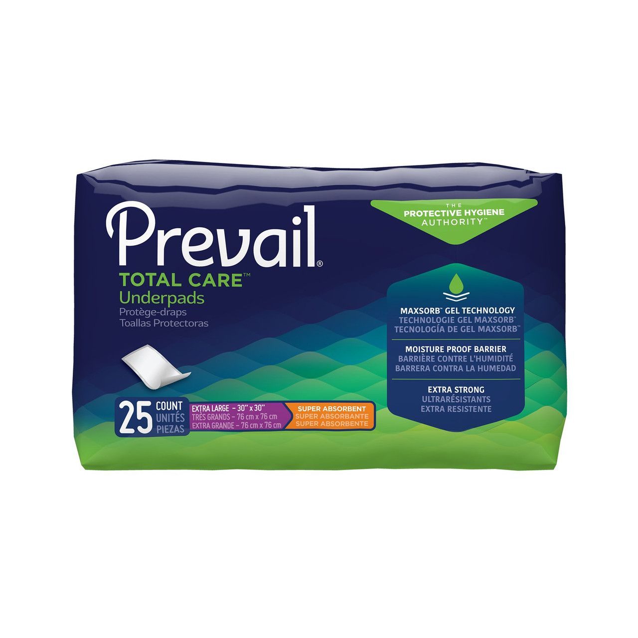 Prevail Total Care Underpads Extra Large Super Absorbent Disposable Bed