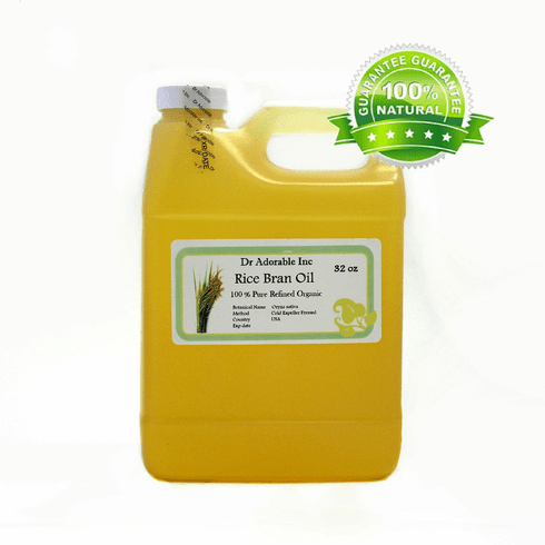 32 oz Rice Bran Oil 100% Pure Organic Cold Pressed Natural