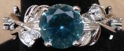 925 Sterling Silver Aquamarine Diamond Flower Vine Leaf Ring