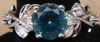 925 Sterling Silver Aquamarine Diamond Flower Vine Leaf Ring