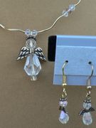 Clear Angel Necklace With Earrings